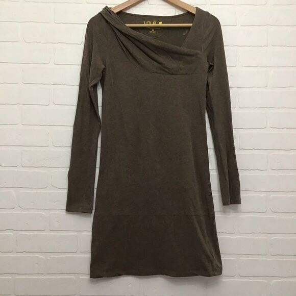 Lole Organic Cotton Dress Tan Eco Responsible Neutral Tone asymmetric XS - Picture 2 of 14
